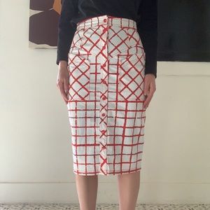 Anthropologie patterned pencil skirt